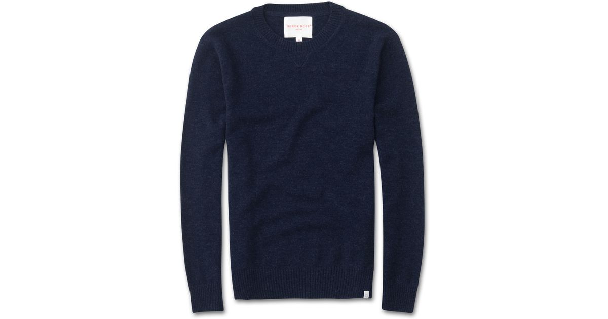 Derek Rose Cashmere Sweater Finley Pure Cashmere Midnight in Blue - Lyst