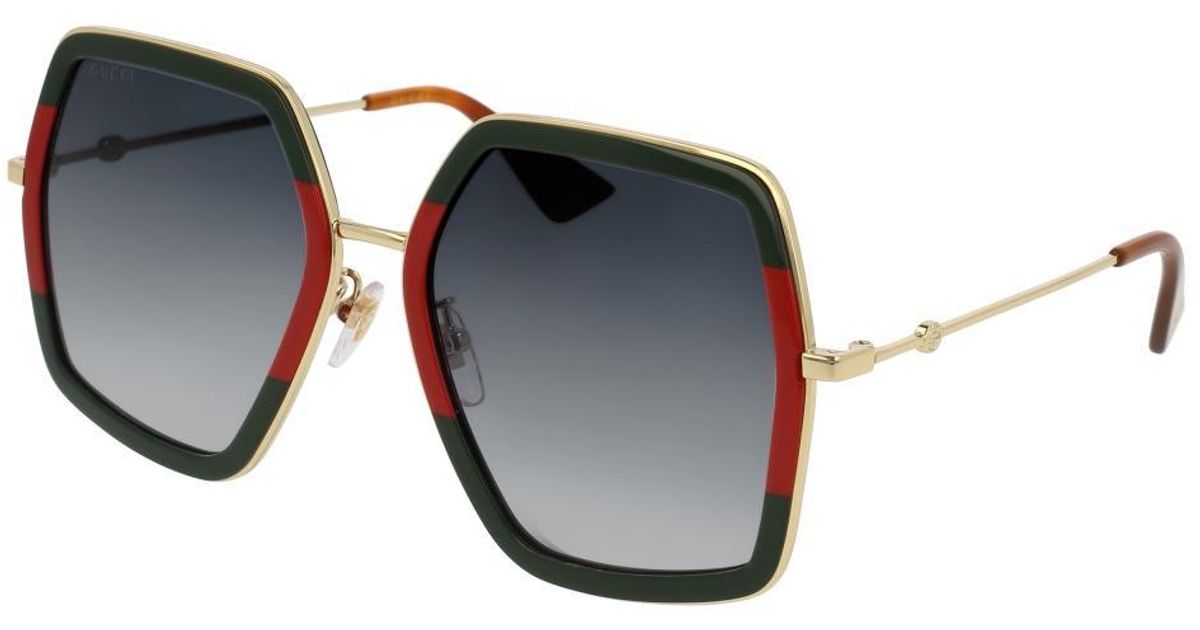 Gucci Velvet GG0106S Oversized Red/green Geometric Sunglasses in Black ...
