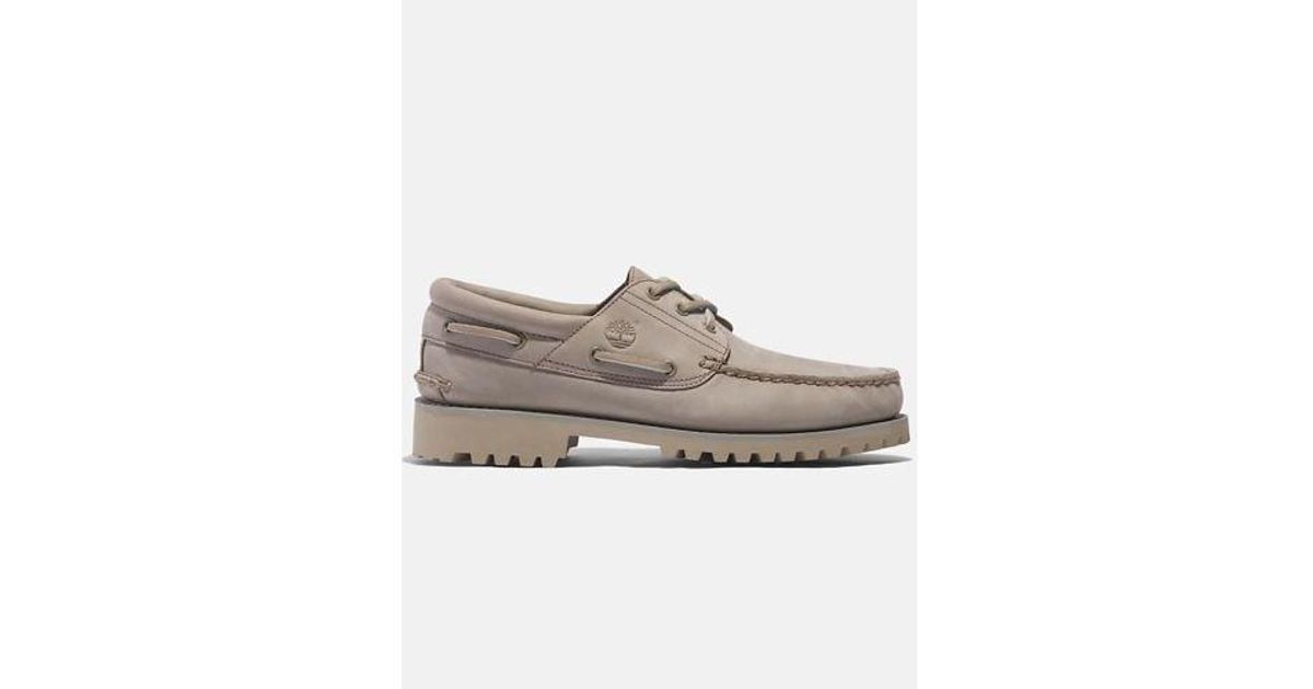 Timberland Light Taupe Nubuck Authentic Boat Shoe in Grey for Men