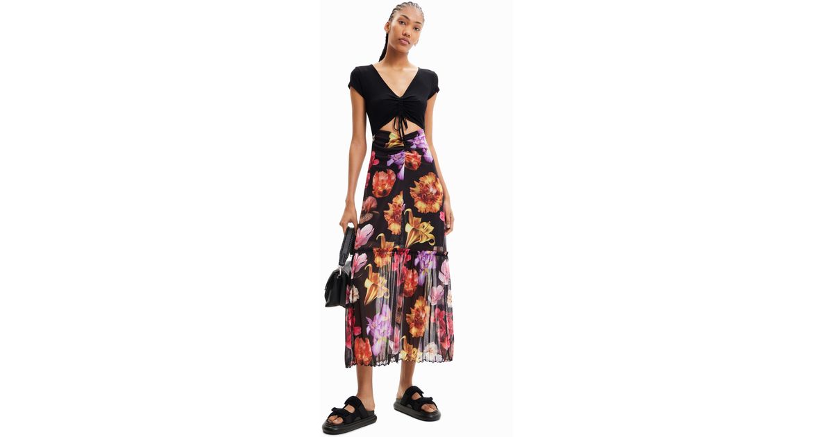 Desigual M. Christian Lacroix Combination Floral Long Dress in Red | Lyst