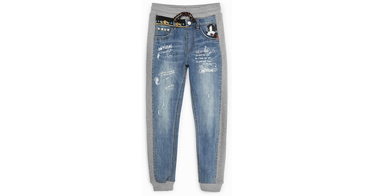 Desigual Disney's Mickey Mouse jogger Jeans in Blue | Lyst