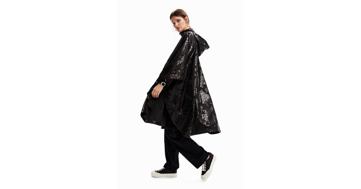 Desigual Logo Hooded Raincoat in Black Lyst