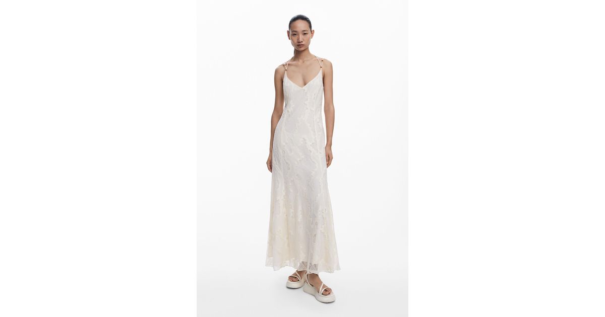Desigual Devore Strap Dress in White | Lyst