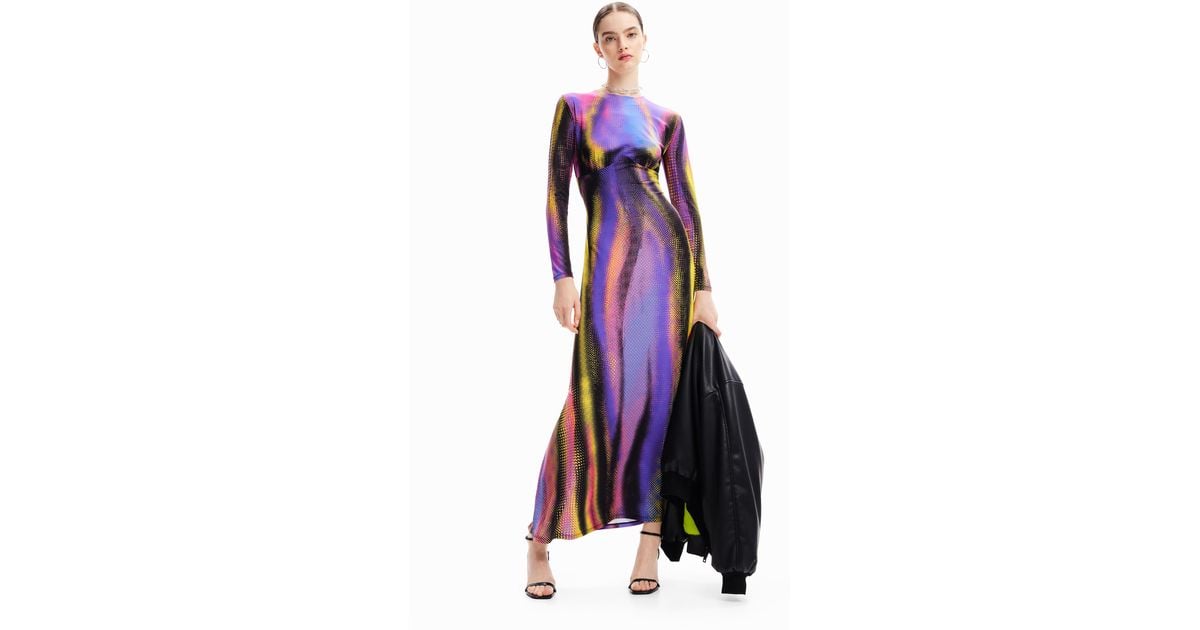 Desigual María Escoté Long Slim Dress in Purple | Lyst