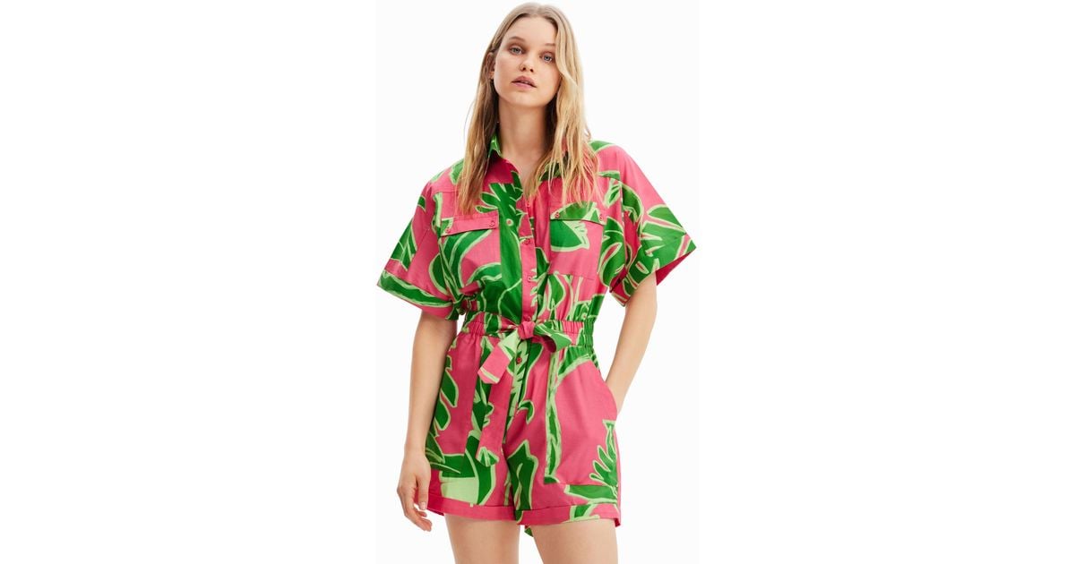 Desigual Tropical Playsuit in Green | Lyst