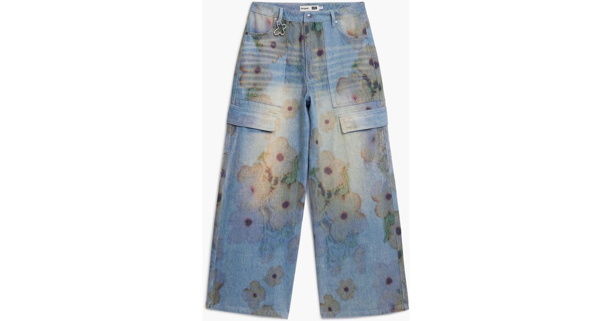 Desigual Jeans Wide Leg Collina Strada, Cotton in Blue | Lyst