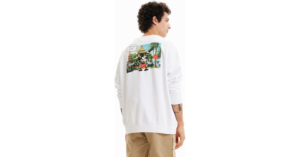 Desigual Disney's Mickey Mouse Sweatshirt in White for Men | Lyst