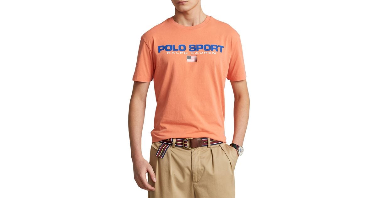 Polo Ralph Lauren Cotton Big & Tall Polo Sport Jersey T-shirt in Orange ...