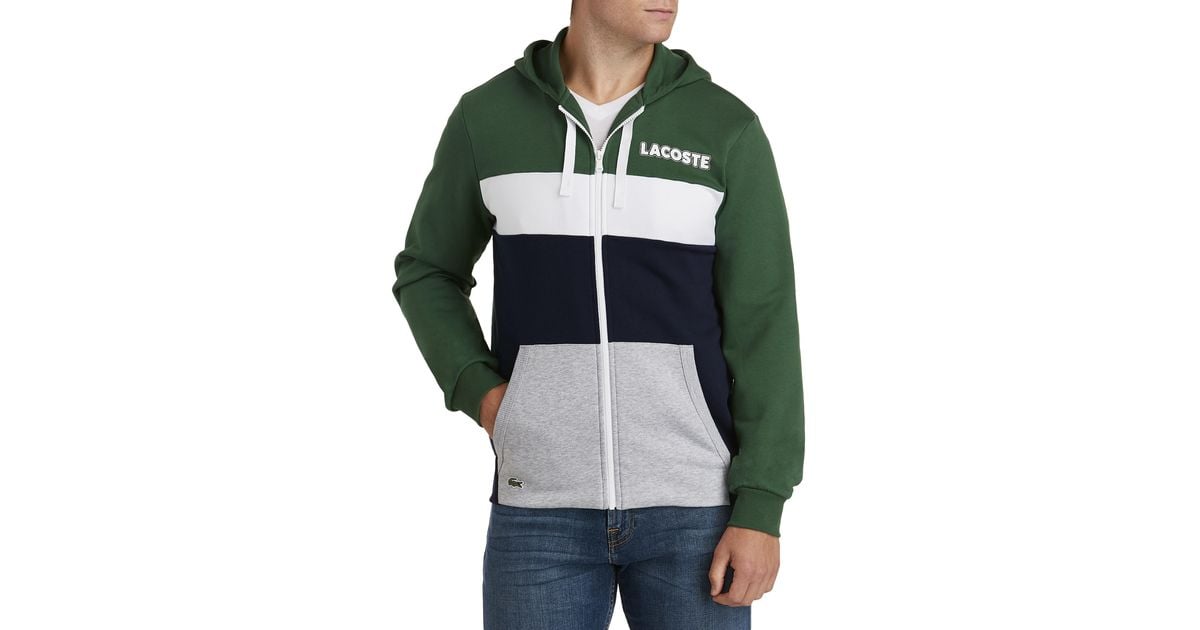 Lacoste Big & Tall Colorblock Fleece Jacket in Green for Men | Lyst