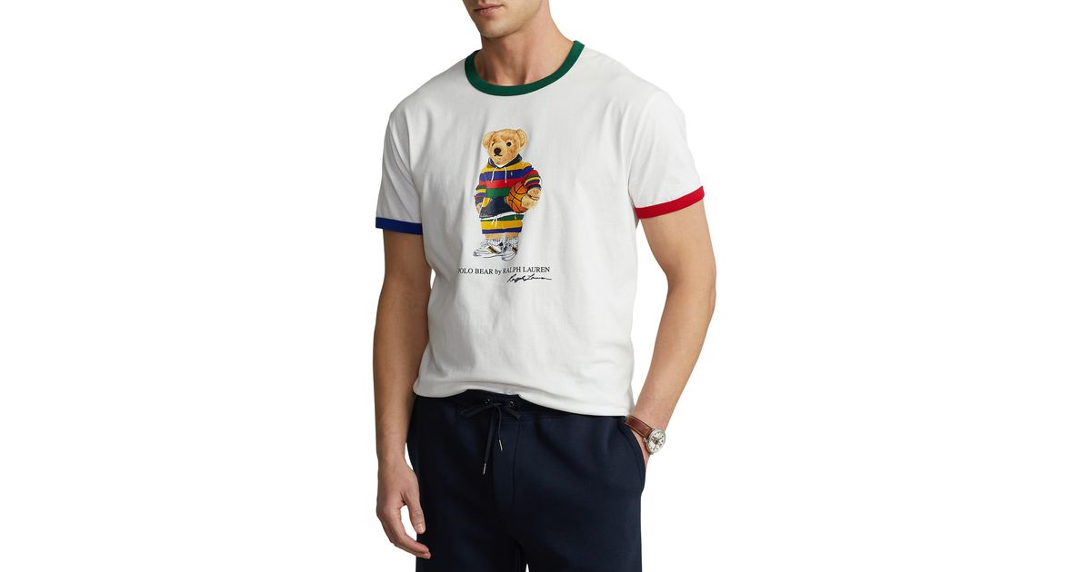 Polo Ralph Lauren Big & Tall Athletic Polo Bear T-shirt in White 