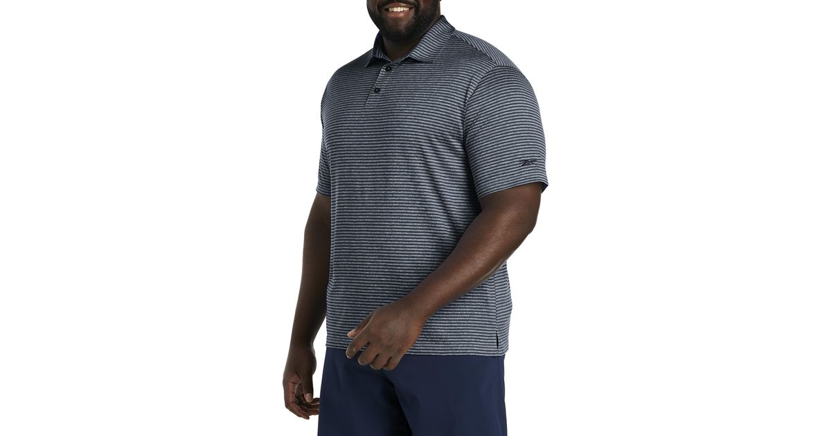 Reebok Big & Tall Performance Striped Polo Shirt in Gray for Men | Lyst