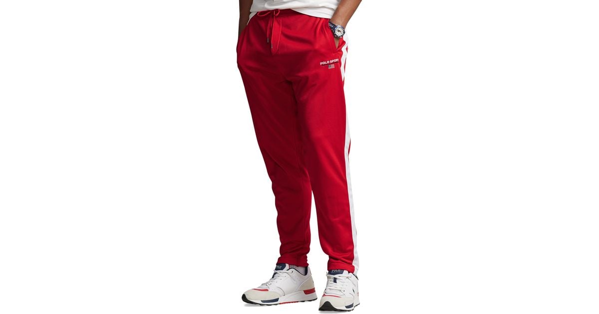 Polo Ralph Lauren Big & Tall Sport Fleece Striped Track Pants in Red for  Men
