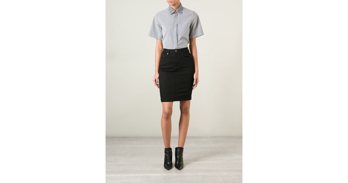Burberry Brit High Waisted Denim Skirt in Black | Lyst