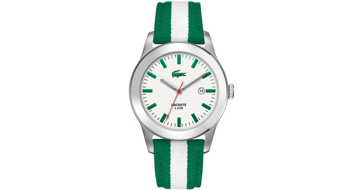 Lacoste Men's Advantage Green And White Leather Strap Watch 42mm 2010501  for Men - Lyst