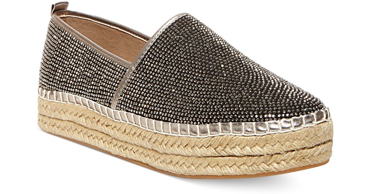 Steve Madden Choppur-r Rhinestone Espadrille Flats in Metallic | Lyst