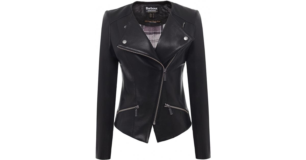 Lyst Barbour Shadow Mid Leather Jacket In Black