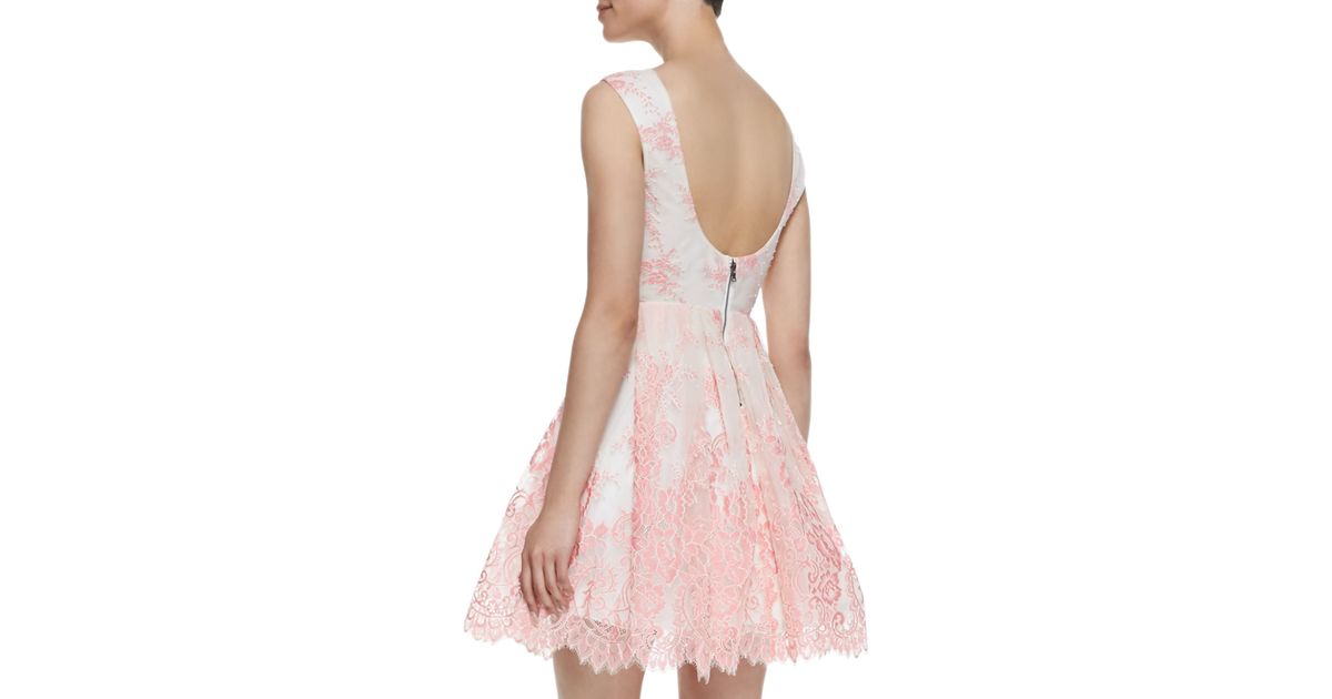 alice and olivia pink lace dress
