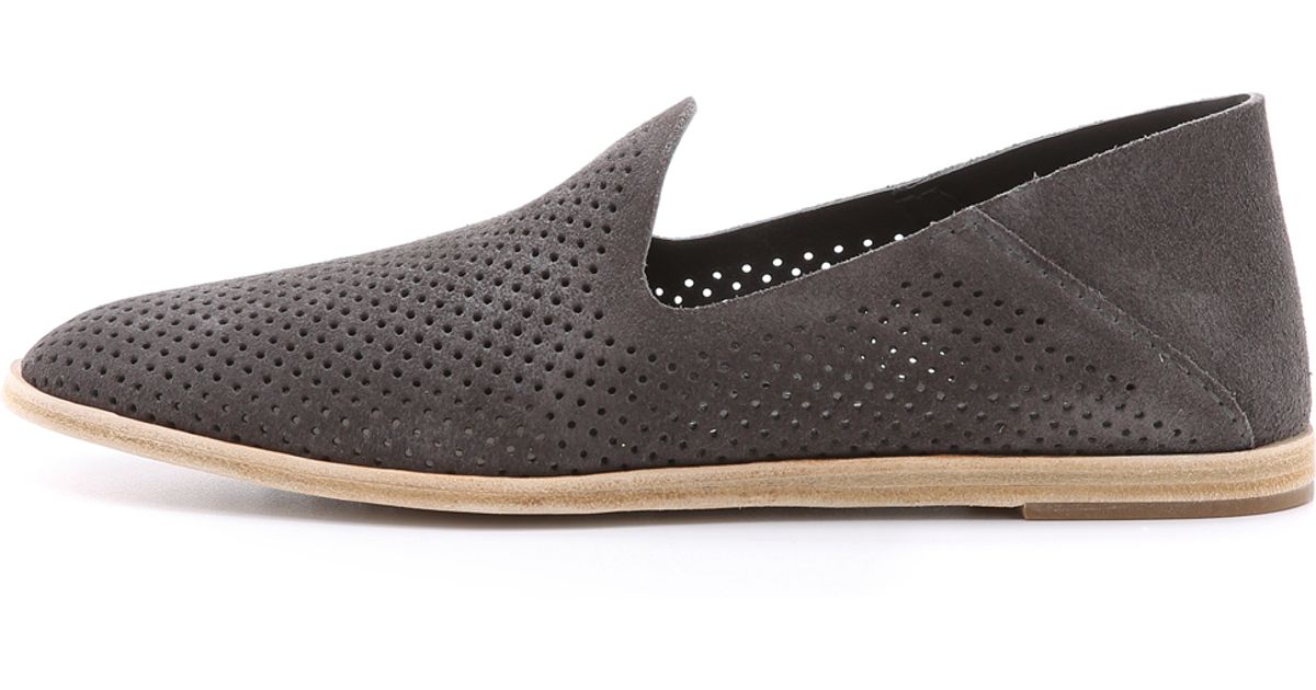 Pedro Garcia Yara Perforated Suede Loafers - Ash in Gray - Lyst