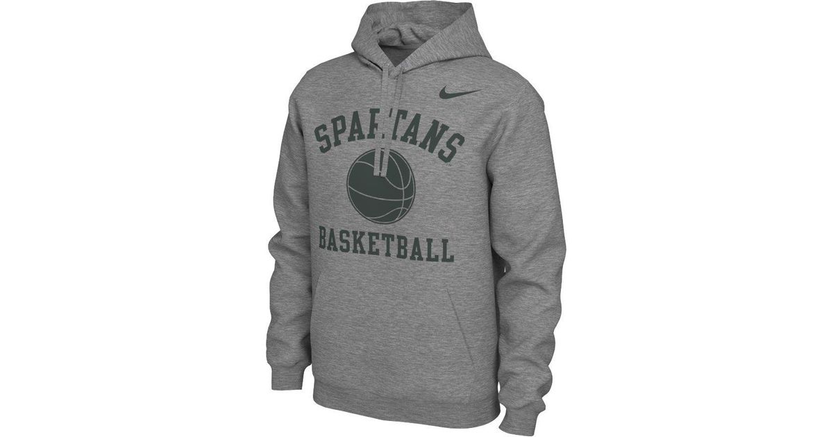Nike Michigan State Spartans Grey Pullover Basketball Hoodie in Gray ...