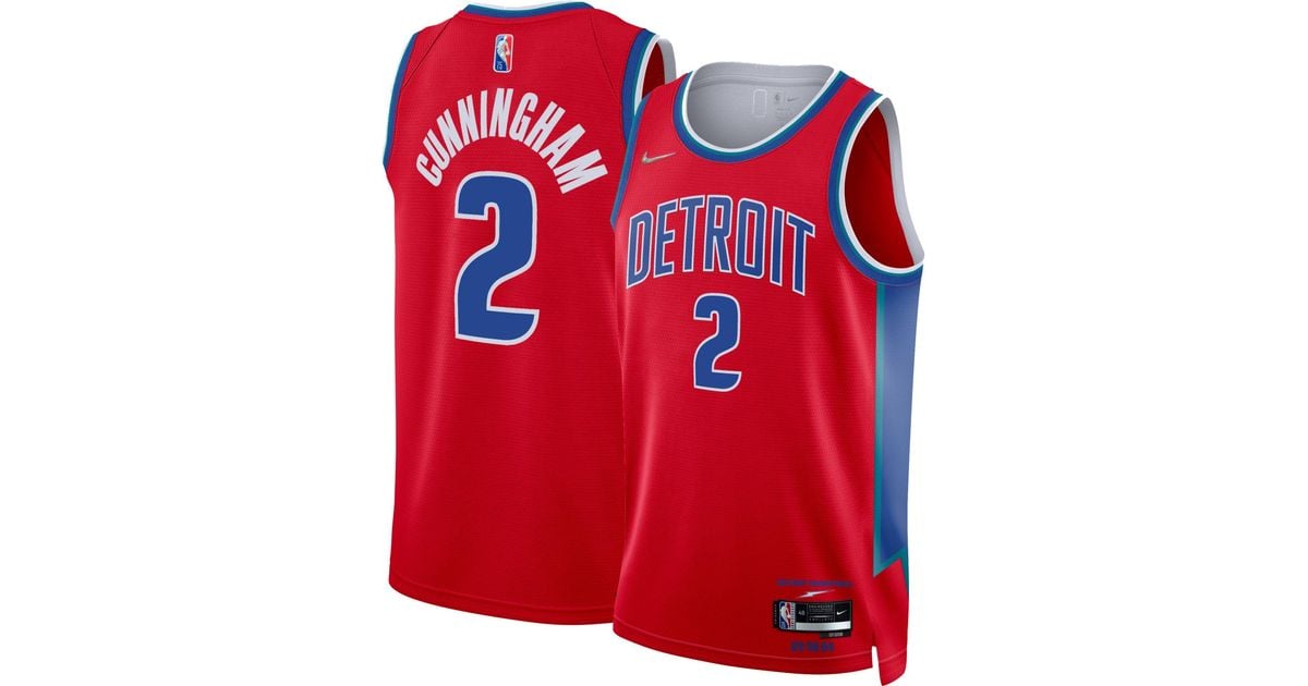 Nike 202122 City Edition Detroit Pistons Cade Cunningham 2 Red Dri