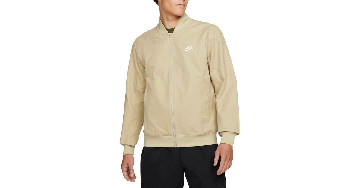 Nike Cotton Woven Unlined Bomber Jacket in Natural for Men Lyst