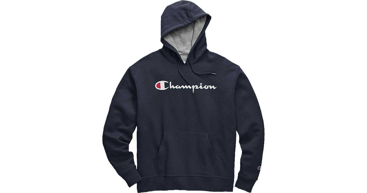 champion men's powerblend script graphic hoodie