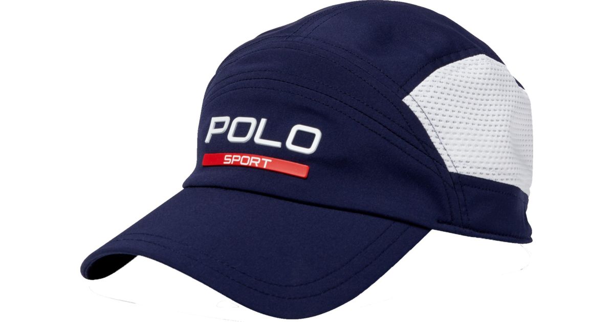 white and blue polo hat