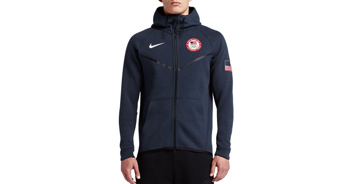 Nike Team Usa Tech Fleece Windrunner Hoodie in Blue for Men | Lyst
