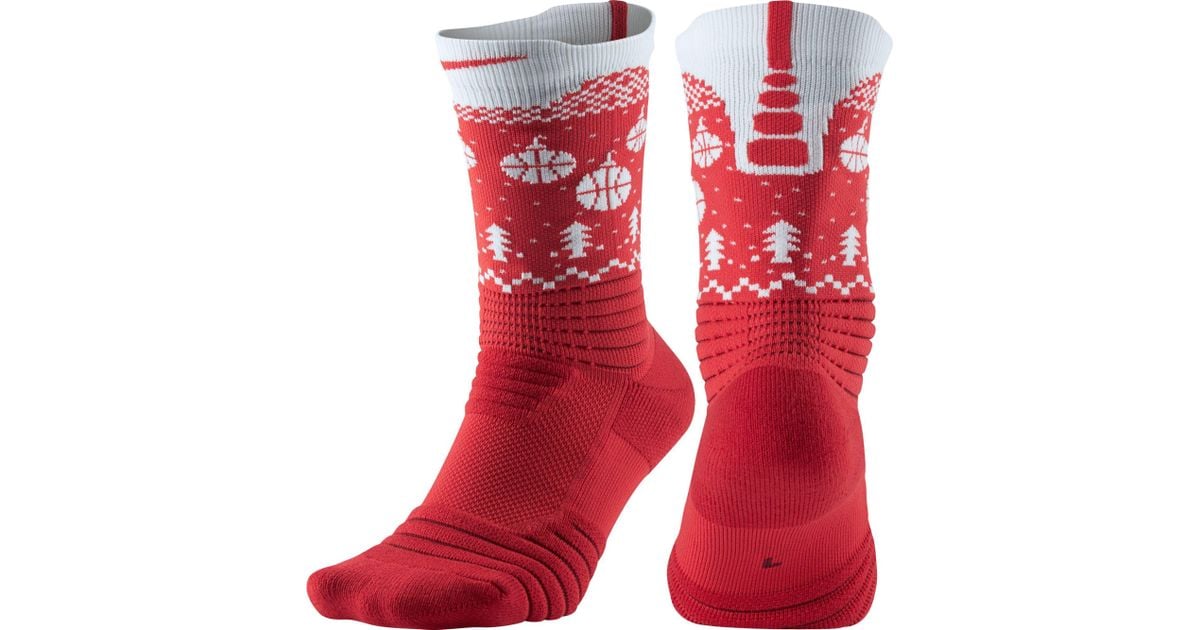 Nike Elite Versatility Holiday Crew Socks in Red/White (Red) for Men - Lyst nike elite basketball crew socks red