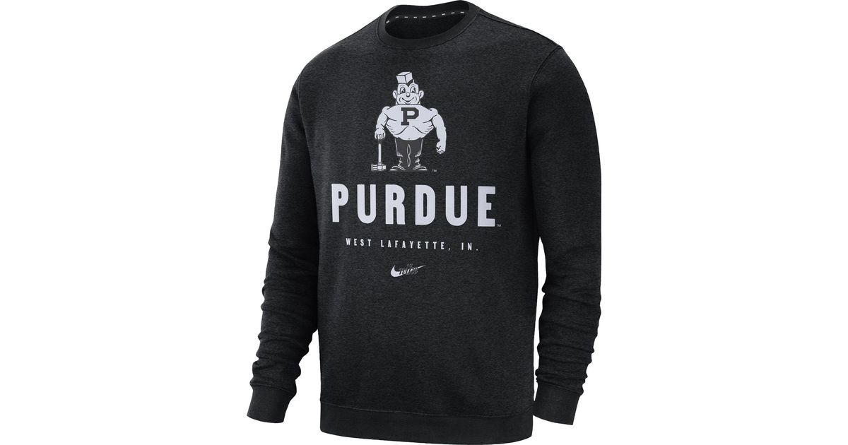 Nike Purdue Boilermakers Black Vault Logo Club Fleece Crew Neck