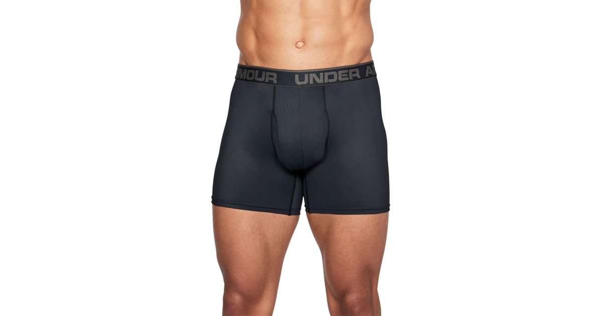 Under Armour Tech Mesh 6'' Boxer Briefs 2 Pack in Black/Charcoal