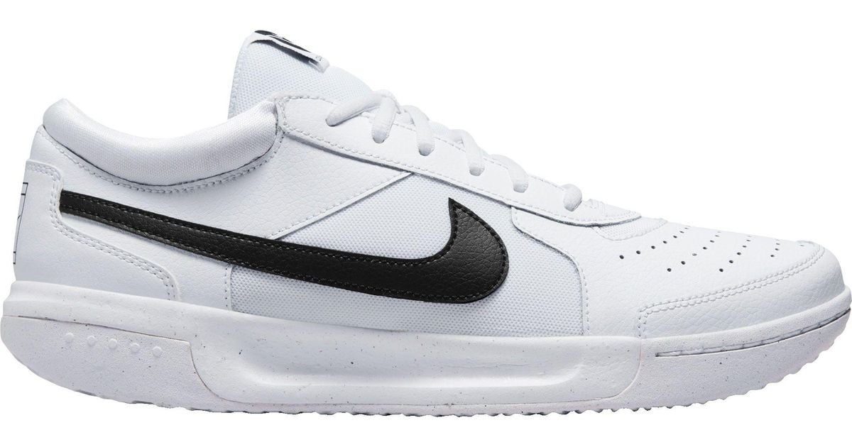 Nike Leather Court Zoom Lite 3 Hard Court Tennis Shoes in White/Black Nike Leather Court Zoom Lite 3 Hard Court Tennis Shoes in White/Black