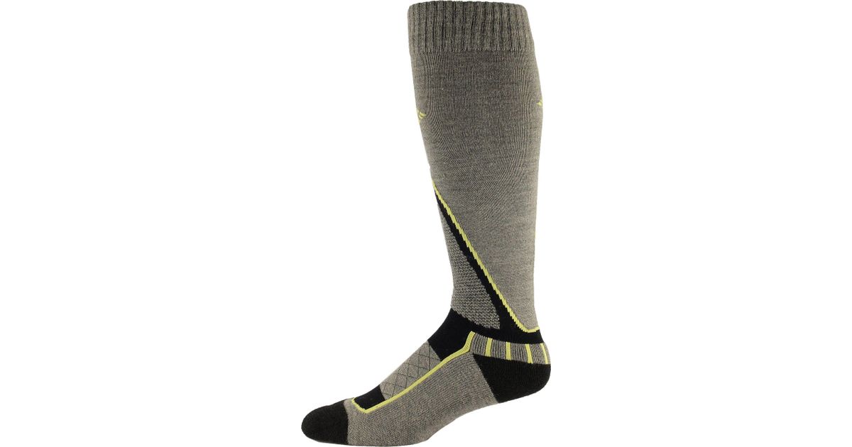 Columbia Wool Ski Slope Overthecalf Socks in Neon Yellow/Grey (Gray