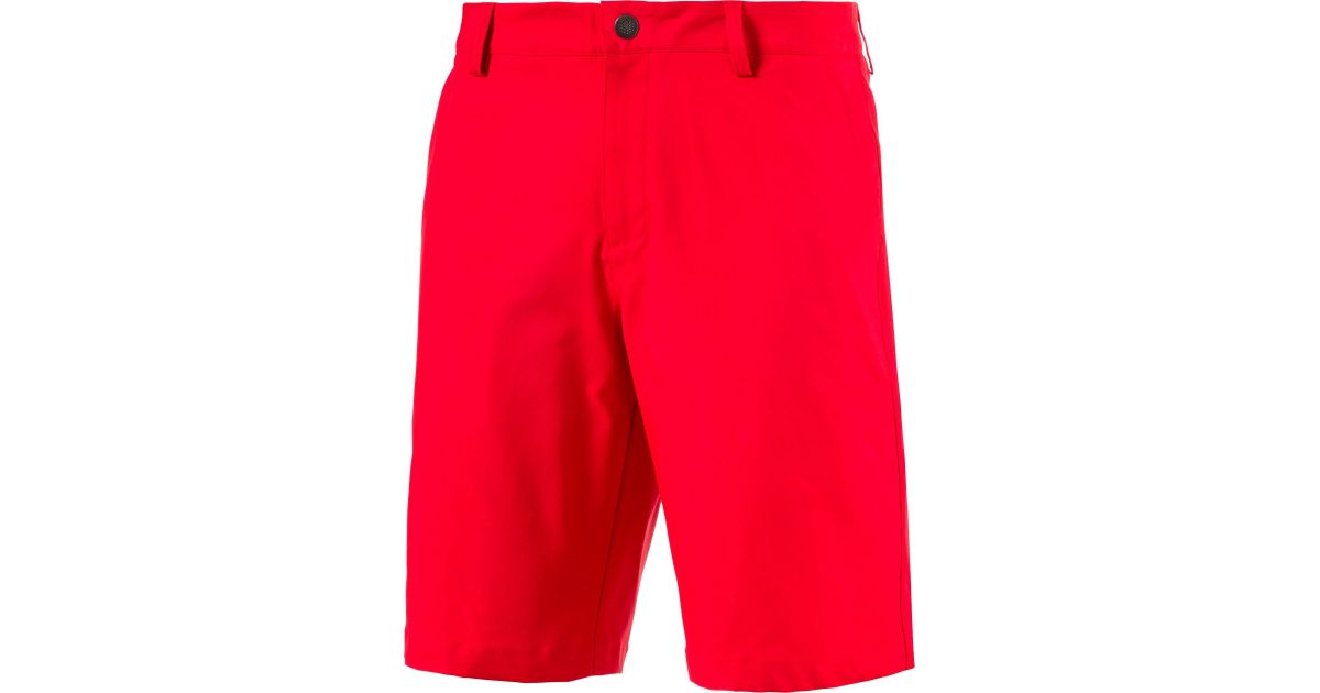 puma red golf shorts