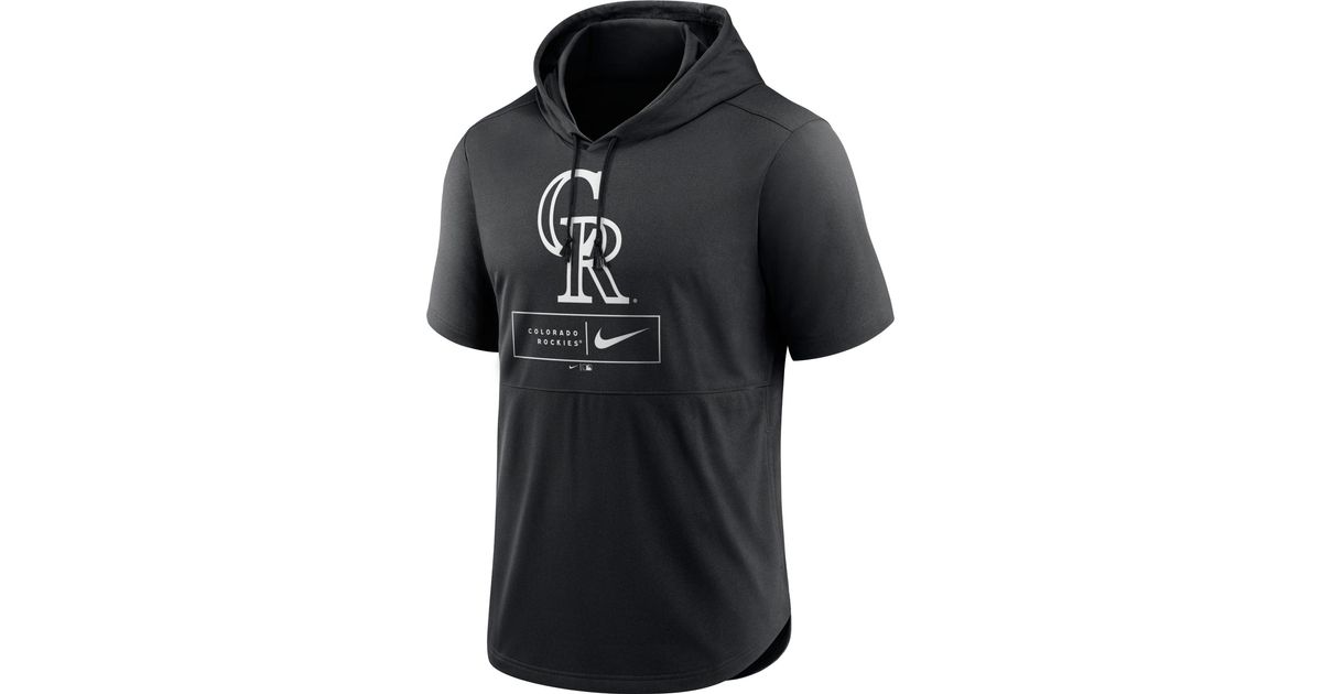 Nike Colorado Rockies Black Logo Lockup Short Sleeve Pullover Hoodie ...