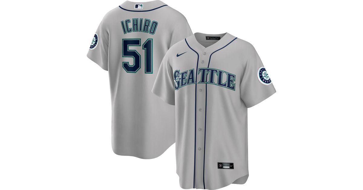 Nike Seattle Mariners Ichiro Suzuki 51 Gray Cool Base Jersey for Men