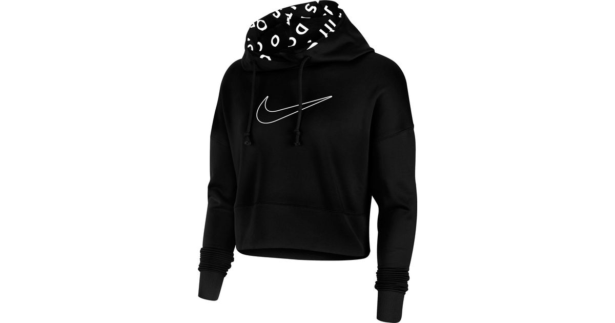 Nike Therma Cropped Pullover Hoodie in Black - Lyst