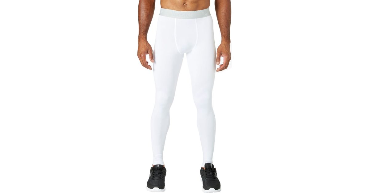 Reebok Synthetic Cold Weather Compression Tights in White for Men - Lyst