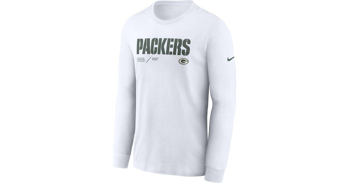 Nike Green Bay Packers Sideline Dri-fit Team Issue Long Sleeve White T ...