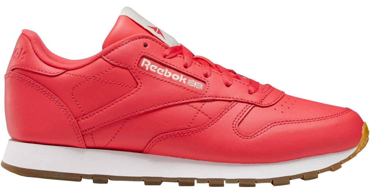 reebok red leather sneakers
