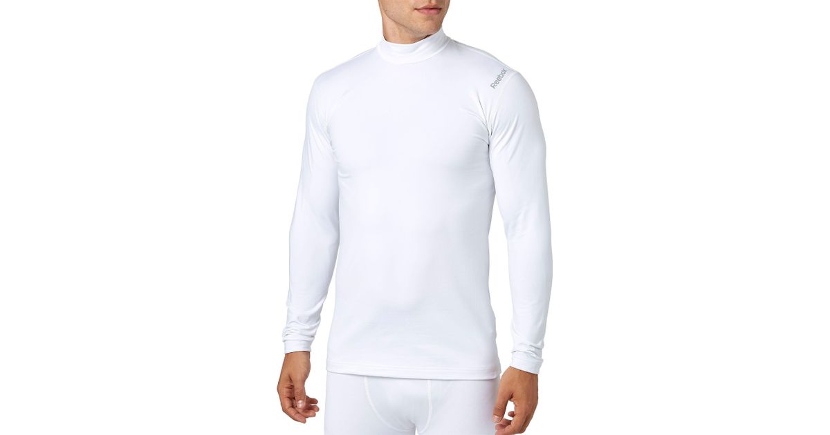 reebok men's cold weather compression mock neck long sleeve shirt