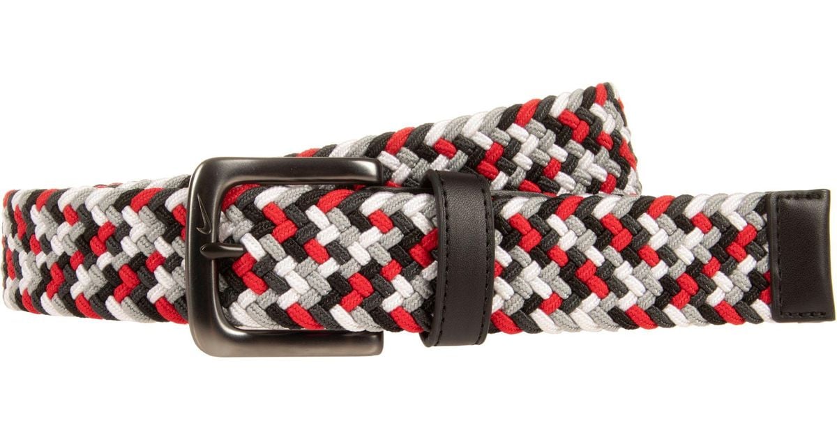 Nike Leather Stretch Woven Golf Belt in Black/Grey/Red (Black) for Men ...