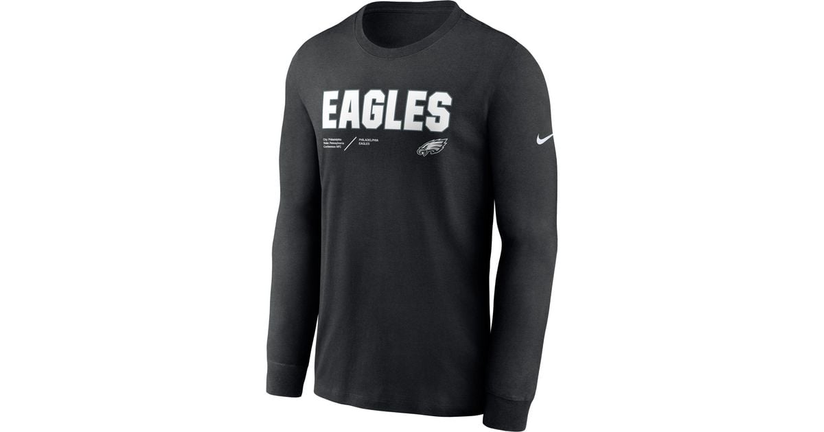 Nike Philadelphia Eagles Sideline Dri-fit Team Issue Long Sleeve Black ...