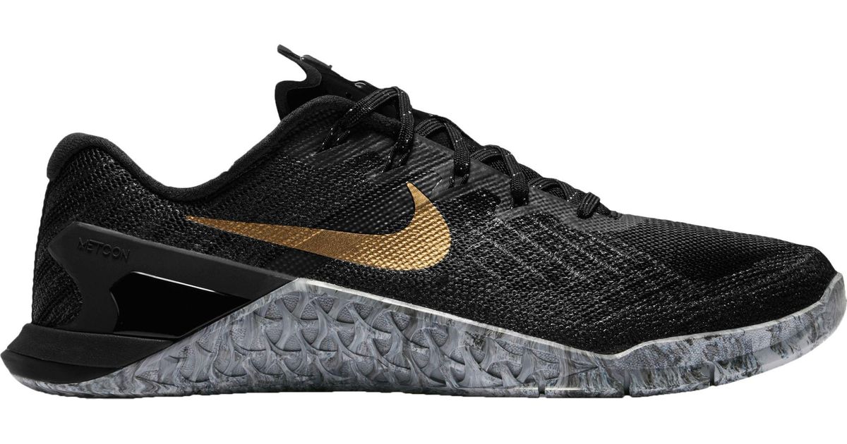 nike metcon 3 black and gold
