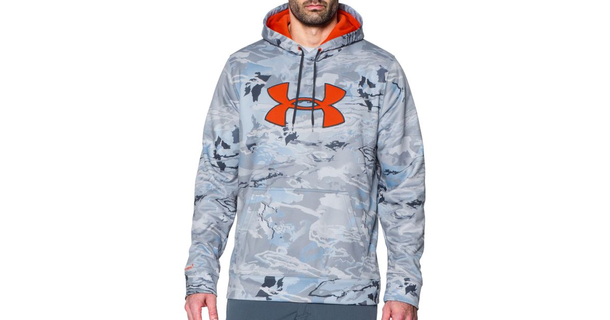orange and camo under armour hoodie