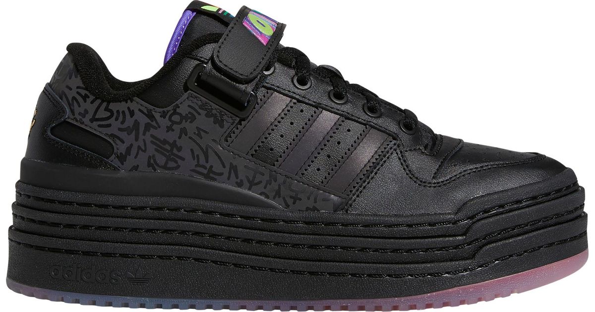 adidas Leather Forum Triple Platform Low Pride Shoes in Black/Black