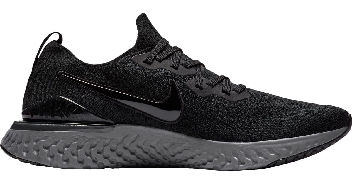Nike Rubber Epic React Flyknit 2 Running Shoe in Black/Anthracite ...