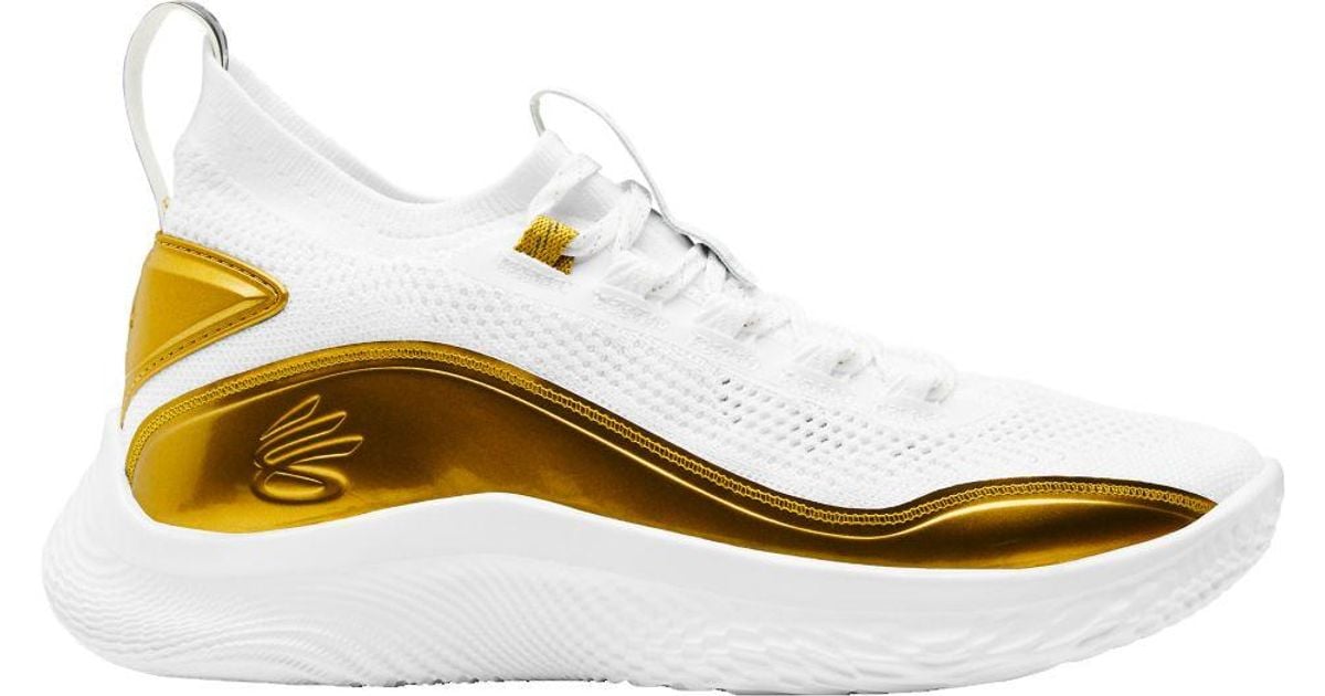 Under Armour Curry Flow 8 Basketball Shoes in Gold/White (White) for ...