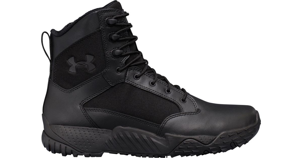 Under Armour Leather Stellar 8'' Sidezip Tactical Boots in Black for