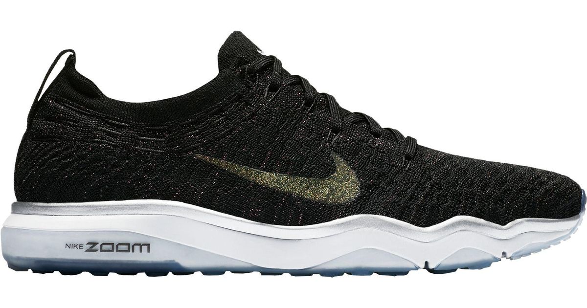nike training air zoom fearless trainers in black and orange